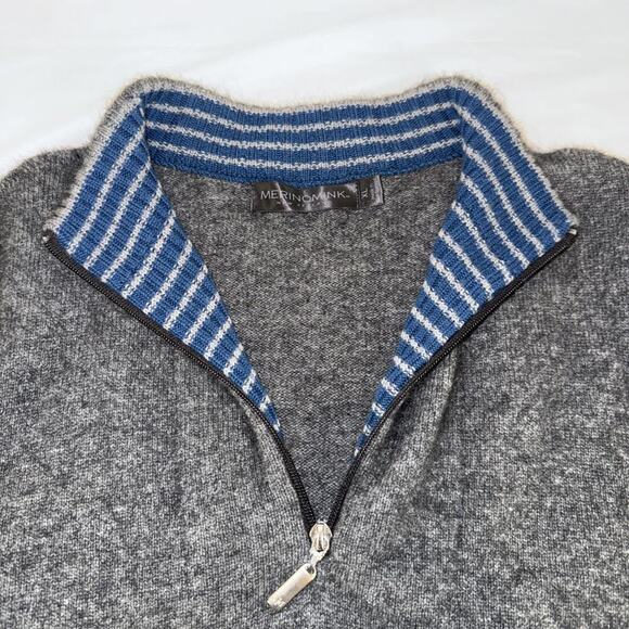 Merinomink NZ 3/4 Zip Neck Wool Sweater in Charcoal Gray Size: XL - Picture 6 of 7